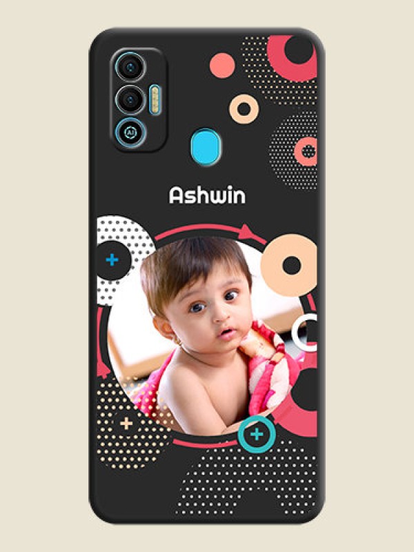 Custom Multicoloured Round Image on Personalised Space Black Soft Matte Cases - Tecno Spark 7T