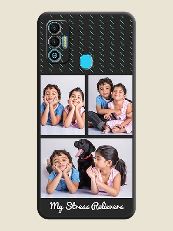 Custom Cross Dotted Pattern with 2 Image Holder  on Personalised Space Black Soft Matte Cases - Tecno Spark 7T