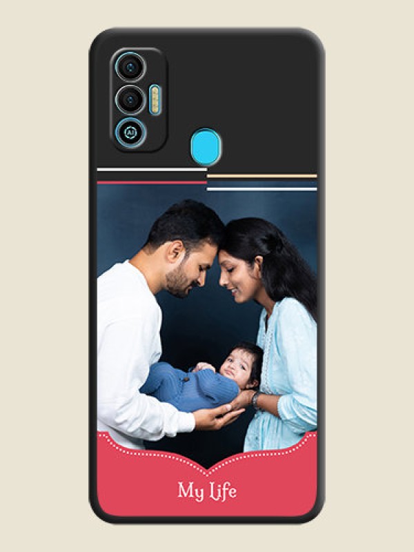 Custom Classic Plain Design with Name on Photo on Space Black Soft Matte Phone Cover - Tecno Spark 7T