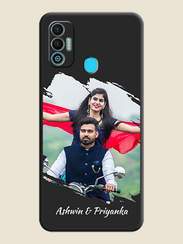 Custom Grunge Brush Strokes on Photo on Space Black Soft Matte Back Cover - Tecno Spark 7T