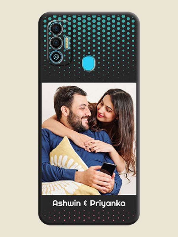 Custom Faded Dots with Grunge Photo Frame and Text on Space Black Custom Soft Matte Phone Cases - Tecno Spark 7T