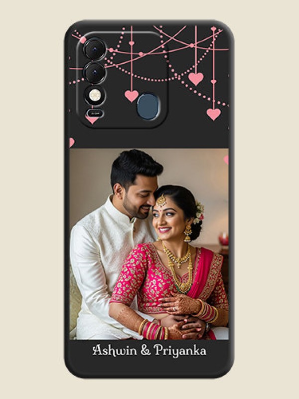 Custom Pink Love Hangings with Text on Space Black Custom Soft Matte Back Cover - Tecno Spark 8