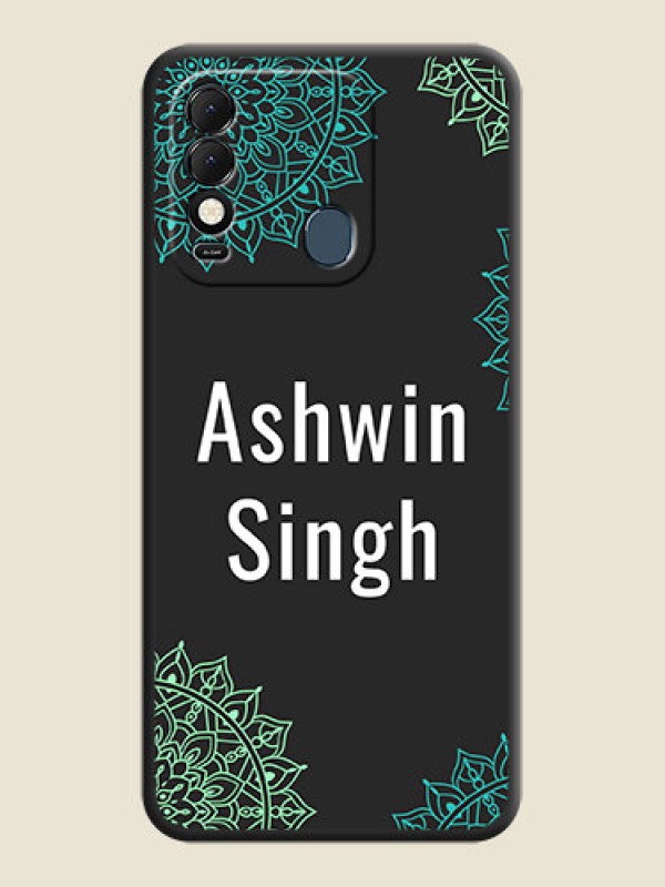 Custom Your Name with Floral Design on Space Black Custom Soft Matte Back Cover - Tecno Spark 8