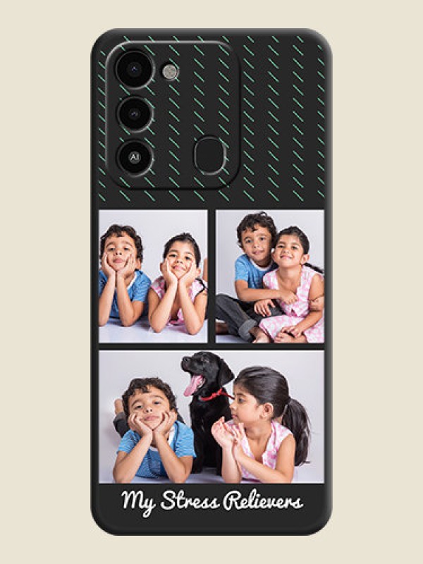 Custom Cross Dotted Pattern with 2 Image Holder  on Personalised Space Black Soft Matte Cases - Tecno Spark 8C