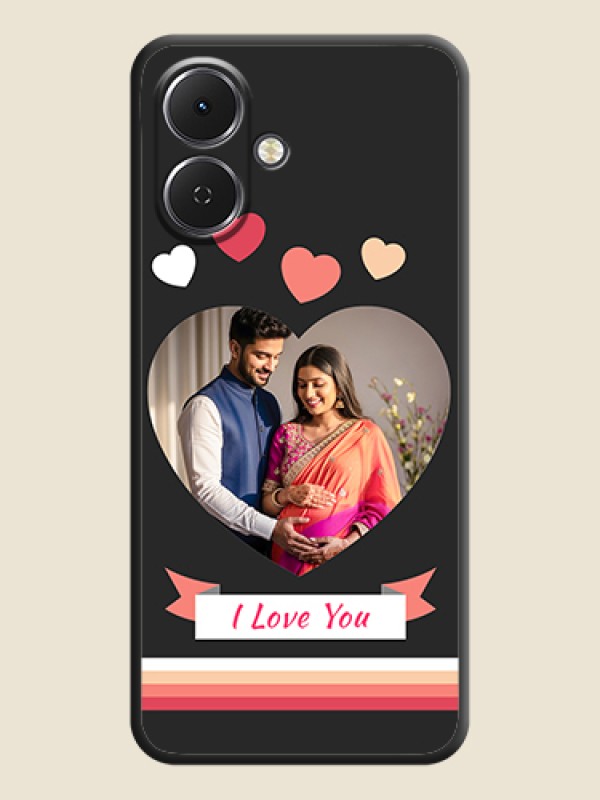 Custom Love Shaped Photo with Colorful Stripes On Space Black Custom Soft Matte Mobile Back Cover - Tecno Spark Go 2