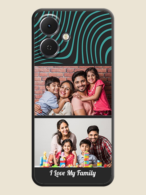 Custom Wave Pattern with 2 Image Holder On Space Black Custom Soft Matte Mobile Back Cover - Tecno Spark Go 2