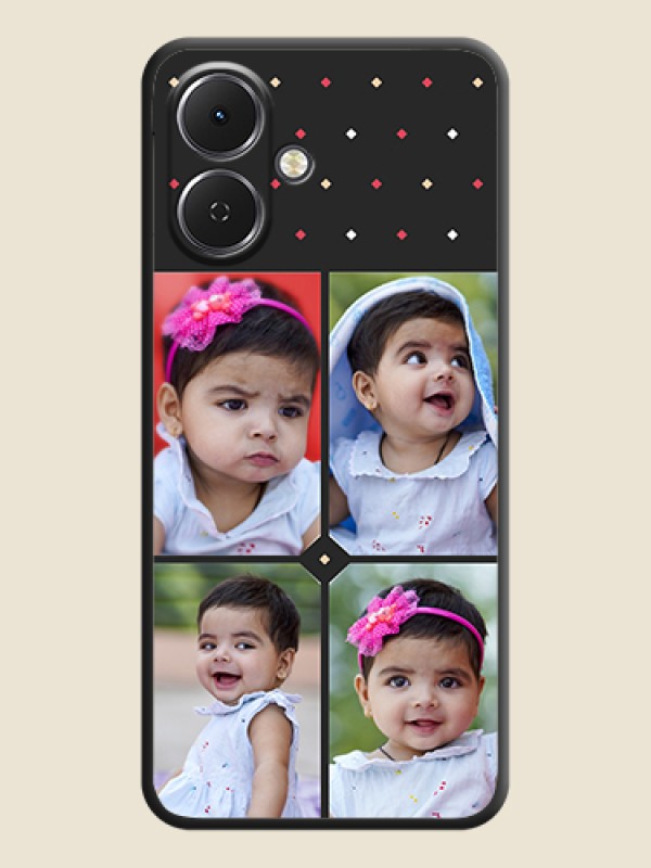 Custom Multicolor Dotted Pattern with 4 Image Holder On Space Black Custom Soft Matte Mobile Back Cover - Tecno Spark Go 2