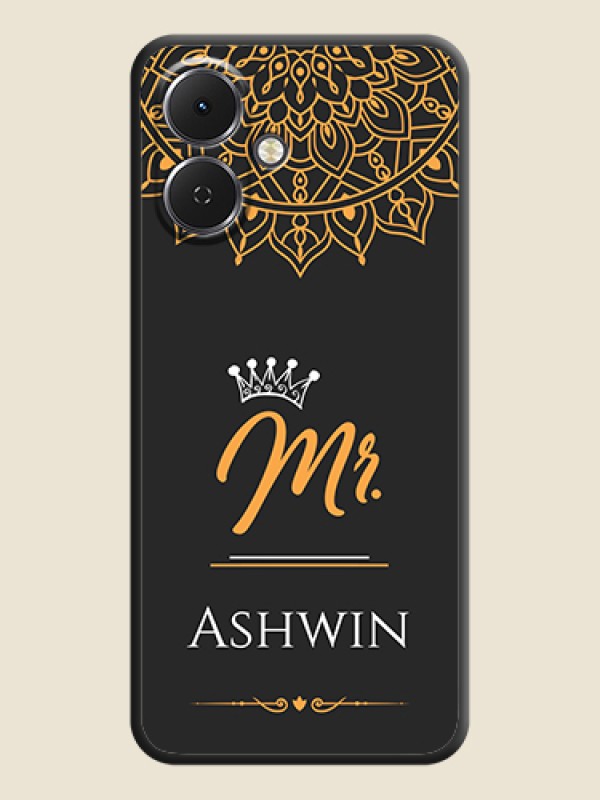 Custom Mr Name with Floral Design On Space Black Custom Soft Matte Mobile Back Cover - Tecno Spark Go 2