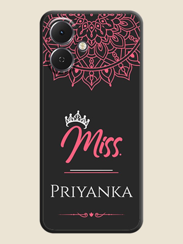 Custom Mrs Name with Floral Design On Space Black Custom Soft Matte Mobile Back Cover - Tecno Spark Go 2