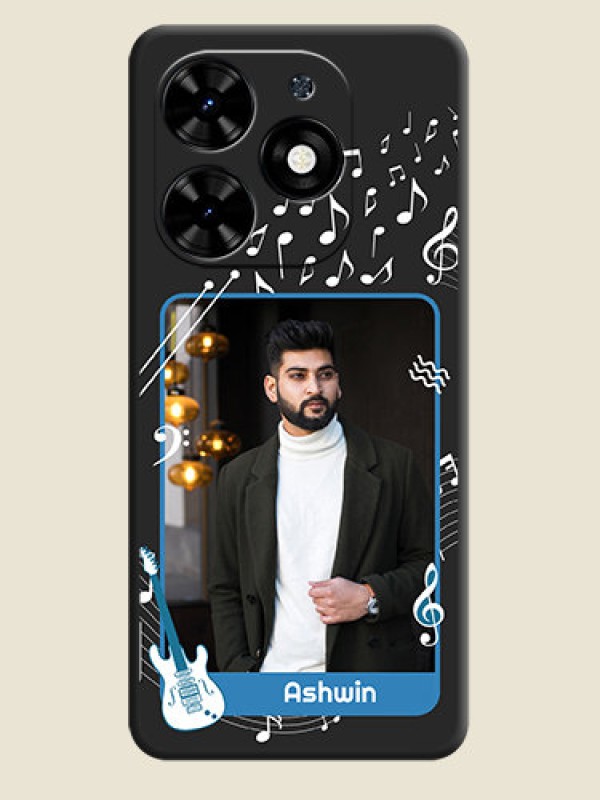 Custom Musical Theme Design with Text - Photo on Space Black Soft Matte Mobile Case - Tecno Spark Go 2024