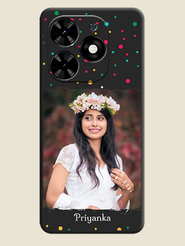 Custom Multicolor Dotted Pattern with Text on Space Black Custom Soft Matte Phone Back Cover - Tecno Spark Go 2024