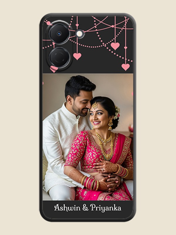 Custom Pink Love Hangings with Text On Space Black Custom Soft Matte Mobile Back Cover - Tecno Spark Go 3