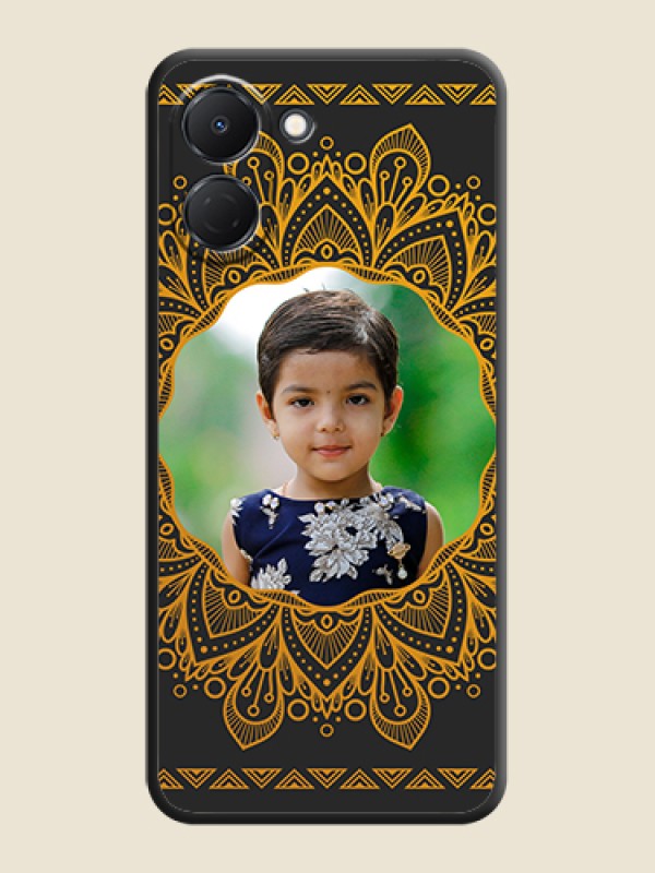 Custom Round Image with Floral Design On Space Black Custom Soft Matte Mobile Back Cover - Tecno Spark Go 3