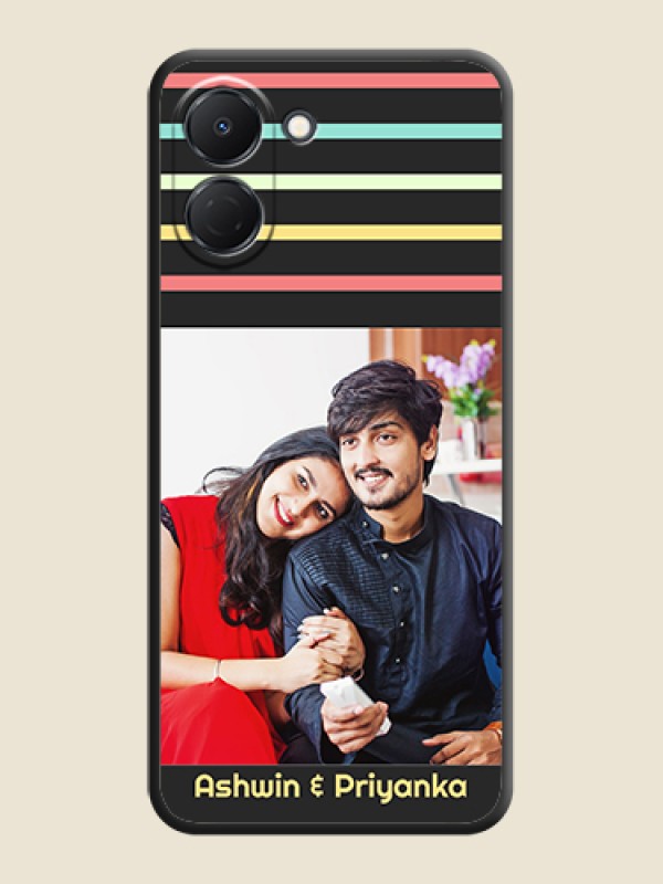Custom Color Stripes with Photo and Text on Photo On Space Black Custom Soft Matte Mobile Back Cover - Tecno Spark Go 3