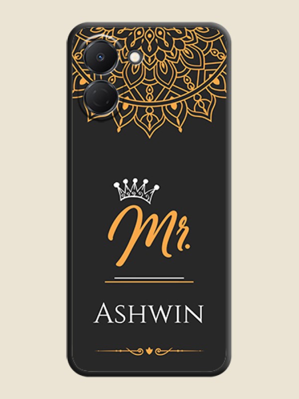 Custom Mr Name with Floral Design On Space Black Custom Soft Matte Mobile Back Cover - Tecno Spark Go 3
