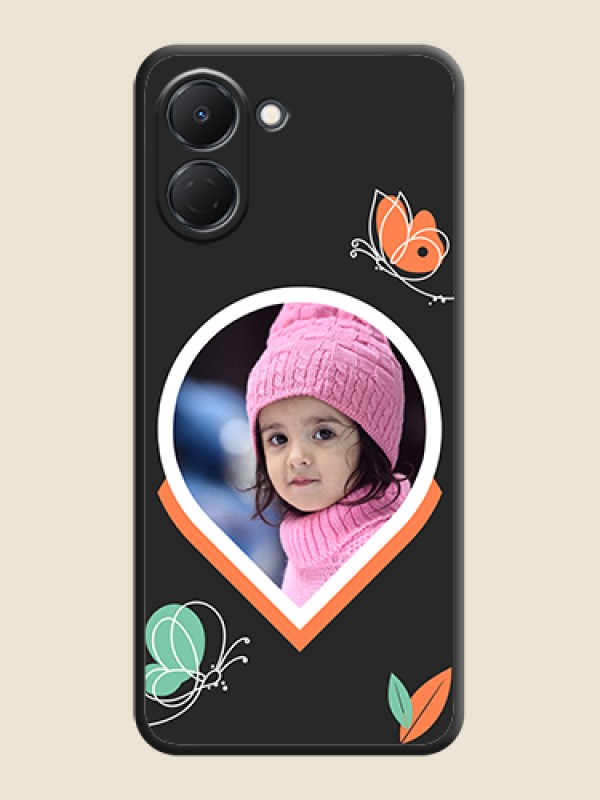 Custom Upload Pic With Simple Butterly Design On Space Black Custom Soft Matte Mobile Back Cover - Tecno Spark Go 3