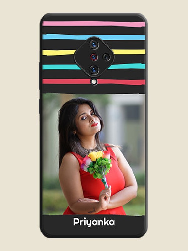 Custom Multicolor Lines with Image on Space Black Personalized Soft Matte Phone Covers - Vivo S1 Pro