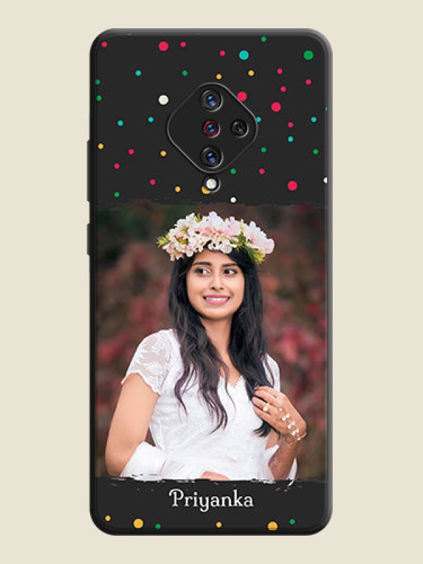 Custom Multicolor Dotted Pattern with Text on Space Black Custom Soft Matte Phone Back Cover - Vivo S1 Pro