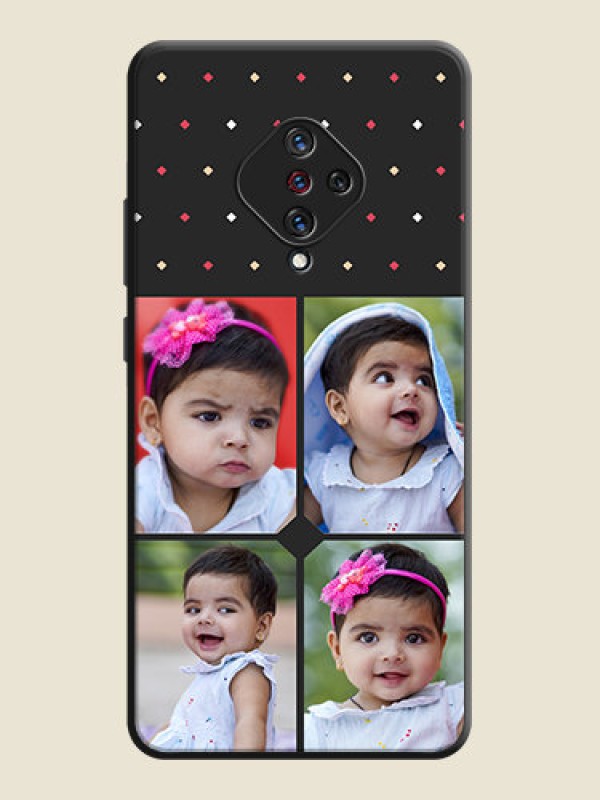 Custom Multicolor Dotted Pattern with 4 Image Holder on Space Black Custom Soft Matte Phone Cases - Vivo S1 Pro