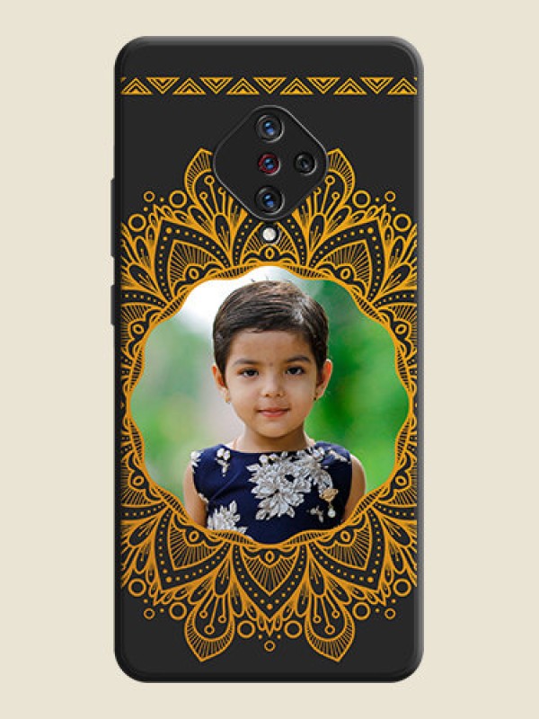 Custom Round Image with Floral Design - Photo on Space Black Soft Matte Mobile Cover - Vivo S1 Pro