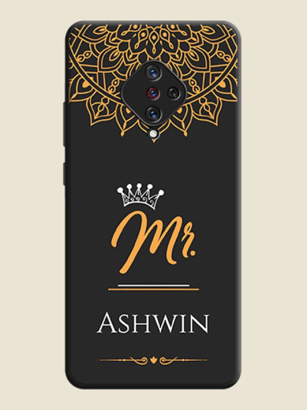 Custom Mr Name with Floral Design  on Personalised Space Black Soft Matte Cases - Vivo S1 Pro
