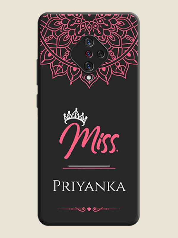 Custom Mrs Name with Floral Design on Space Black Personalized Soft Matte Phone Covers - Vivo S1 Pro