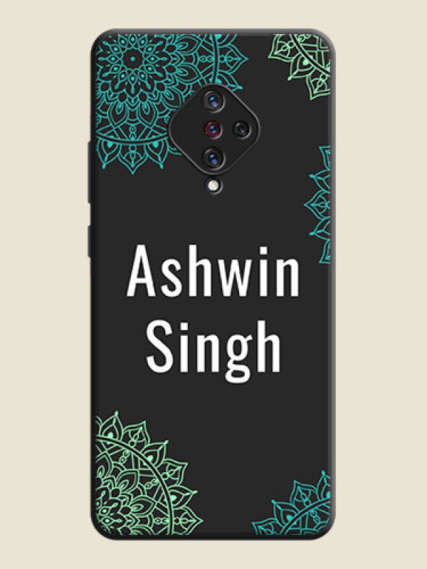 Custom Your Name with Floral Design on Space Black Custom Soft Matte Back Cover - Vivo S1 Pro