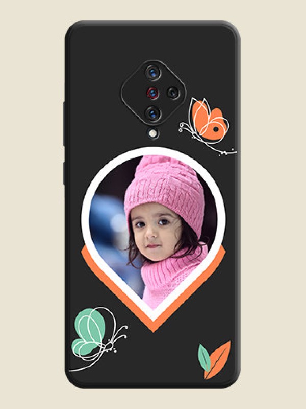 Custom Upload Pic With Simple Butterly Design On Space Black Personalized Soft Matte Phone Covers -Vivo S1 Pro