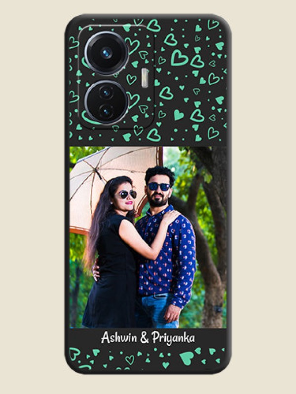 Custom Sea Green Indefinite Love Pattern on Photo on Space Black Soft Matte Mobile Cover - Vivo T1 44W 4G