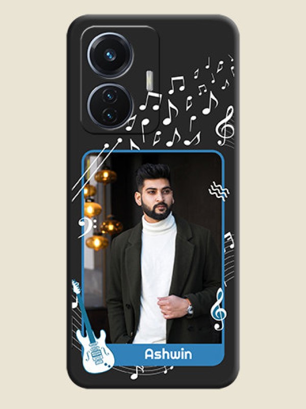 Custom Musical Theme Design with Text on Photo on Space Black Soft Matte Mobile Case - Vivo T1 44W 4G