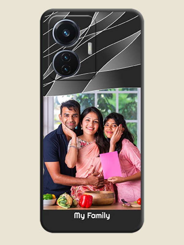 Custom Mixed Wave Lines on Photo on Space Black Soft Matte Mobile Cover - Vivo T1 44W 4G