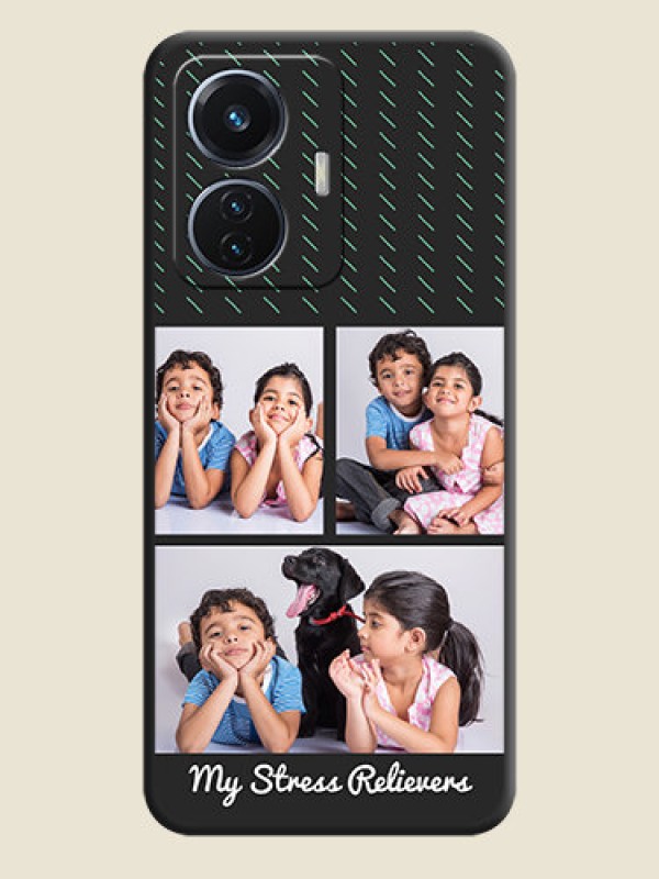 Custom Cross Dotted Pattern with 2 Image Holder  on Personalised Space Black Soft Matte Cases - Vivo T1 44W 4G