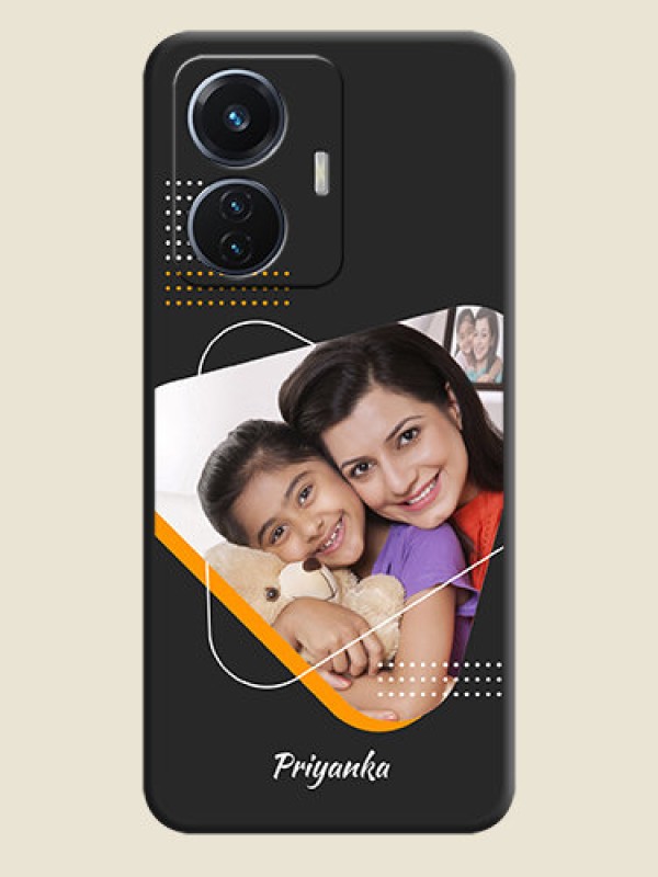 Custom Yellow Triangle on Photo on Space Black Soft Matte Phone Cover - Vivo T1 44W 4G