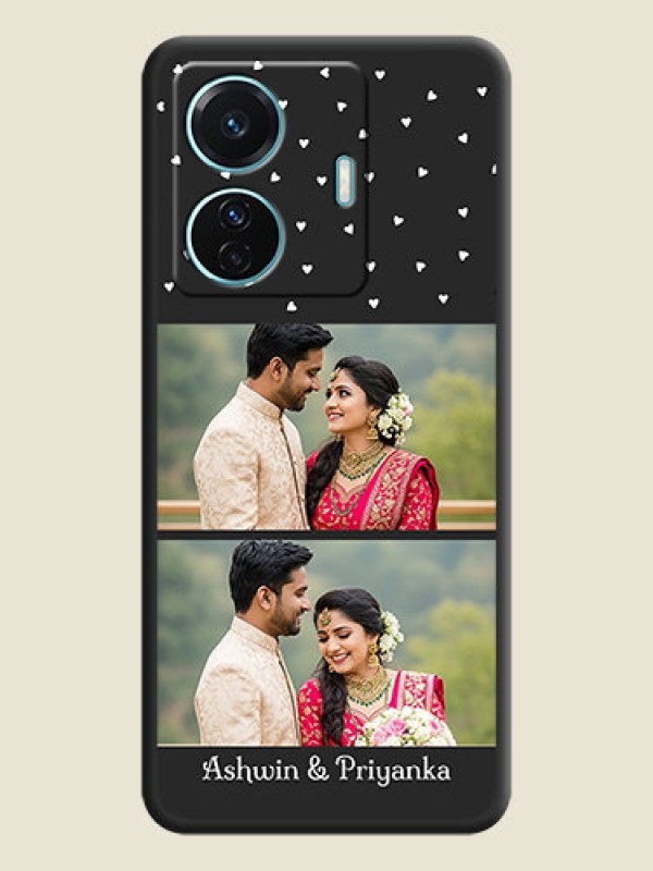 Custom Miniature Love Symbols with Name on Space Black Custom Soft Matte Back Cover - Vivo T1 Pro 5G