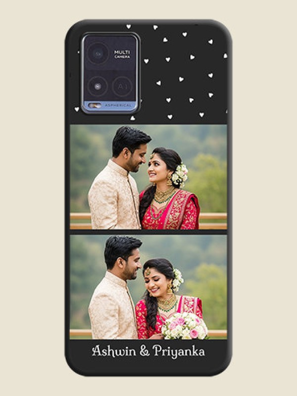 Custom Miniature Love Symbols with Name on Space Black Custom Soft Matte Back Cover - Vivo T1x