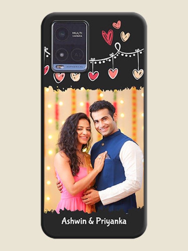 Custom Pink Love Hangings with Name on Space Black Custom Soft Matte Phone Cases - Vivo T1x