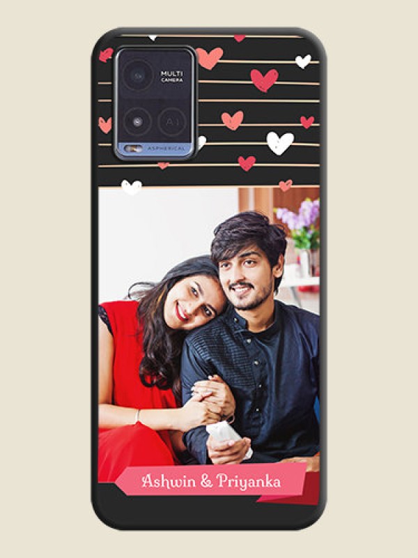 Custom Love Pattern with Name on Pink Ribbon  on Photo on Space Black Soft Matte Back Cover - Vivo T1x