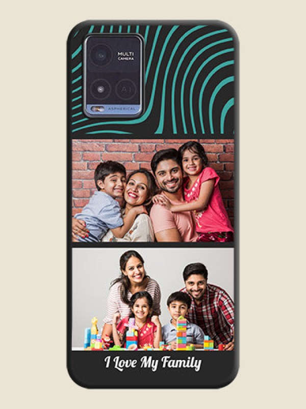 Custom Wave Pattern with 2 Image Holder on Space Black Personalized Soft Matte Phone Covers - Vivo T1x