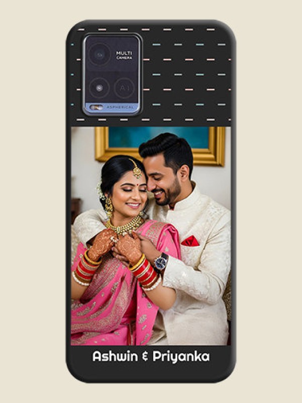 Custom Line Pattern Design with Text on Space Black Custom Soft Matte Phone Back Cover - Vivo T1x