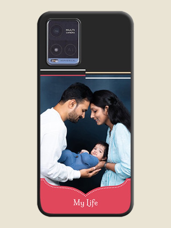 Custom Classic Plain Design with Name on Photo on Space Black Soft Matte Phone Cover - Vivo T1x