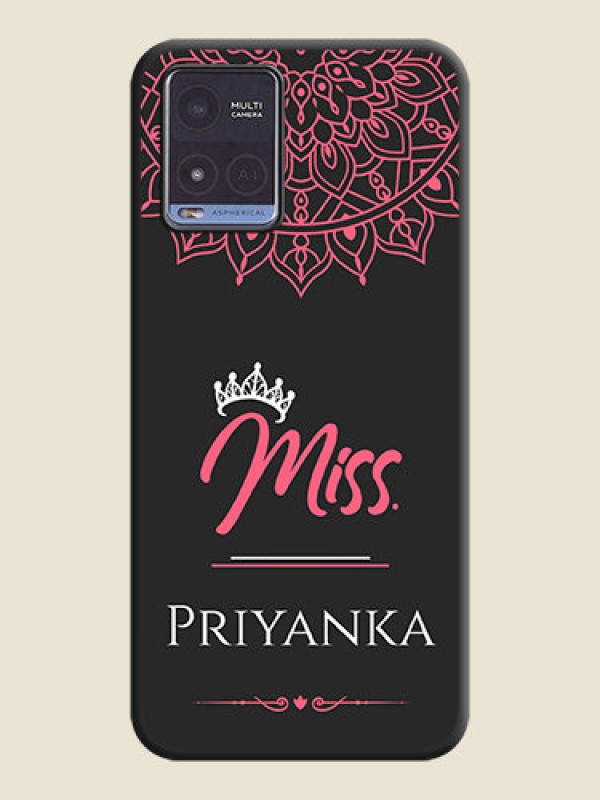 Custom Mrs Name with Floral Design on Space Black Personalized Soft Matte Phone Covers - Vivo T1x