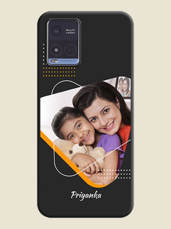 Custom Yellow Triangle on Photo on Space Black Soft Matte Phone Cover - Vivo T1x