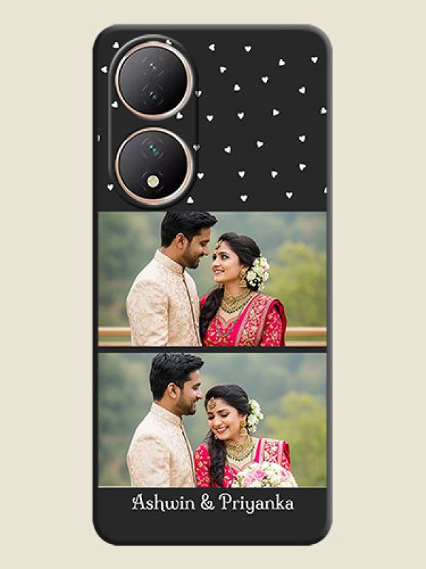 Custom Miniature Love Symbols with Name on Space Black Custom Soft Matte Back Cover - Vivo T2 5G
