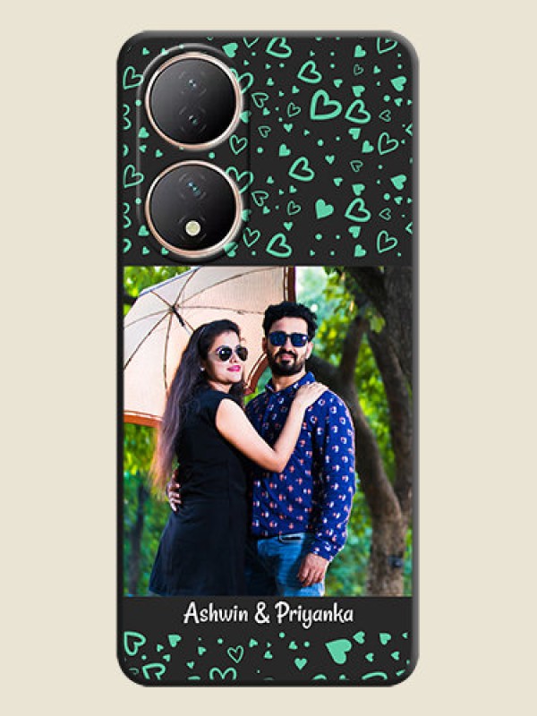 Custom Sea Green Indefinite Love Pattern on Photo on Space Black Soft Matte Mobile Cover - Vivo T2 5G