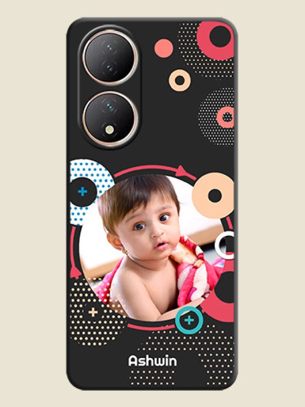Custom Multicoloured Round Image on Personalised Space Black Soft Matte Cases - Vivo T2 5G