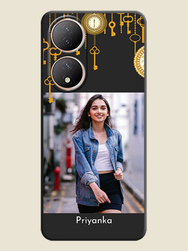 Custom Decorative Design with Text on Space Black Custom Soft Matte Back Cover - Vivo T2 5G