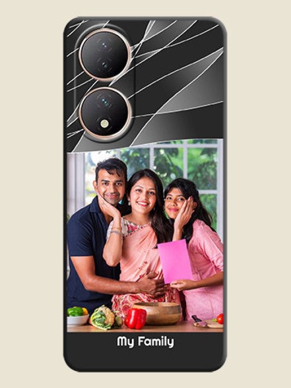 Custom Mixed Wave Lines on Photo on Space Black Soft Matte Mobile Cover - Vivo T2 5G