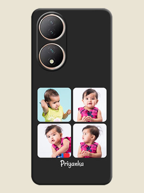 Custom Floral Art with 6 Image Holder on Photo on Space Black Soft Matte Mobile Case - Vivo T2 5G