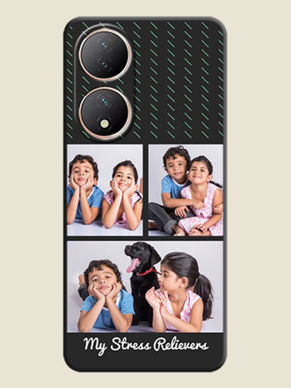 Custom Cross Dotted Pattern with 2 Image Holder  on Personalised Space Black Soft Matte Cases - Vivo T2 5G