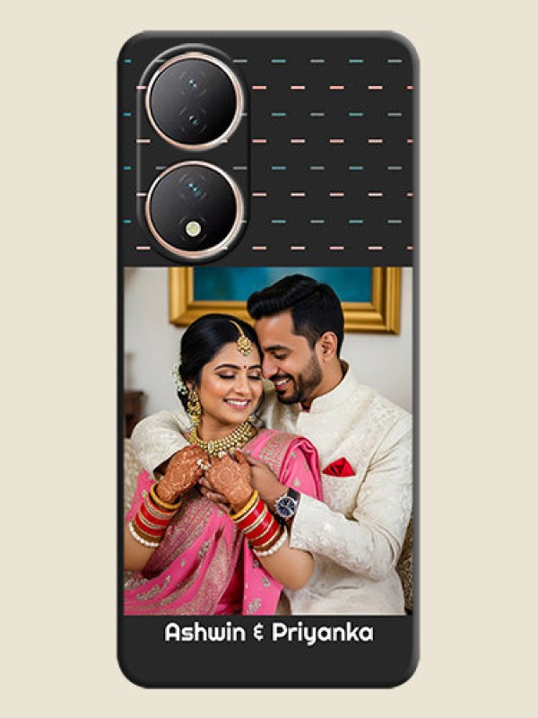 Custom Line Pattern Design with Text on Space Black Custom Soft Matte Phone Back Cover - Vivo T2 5G